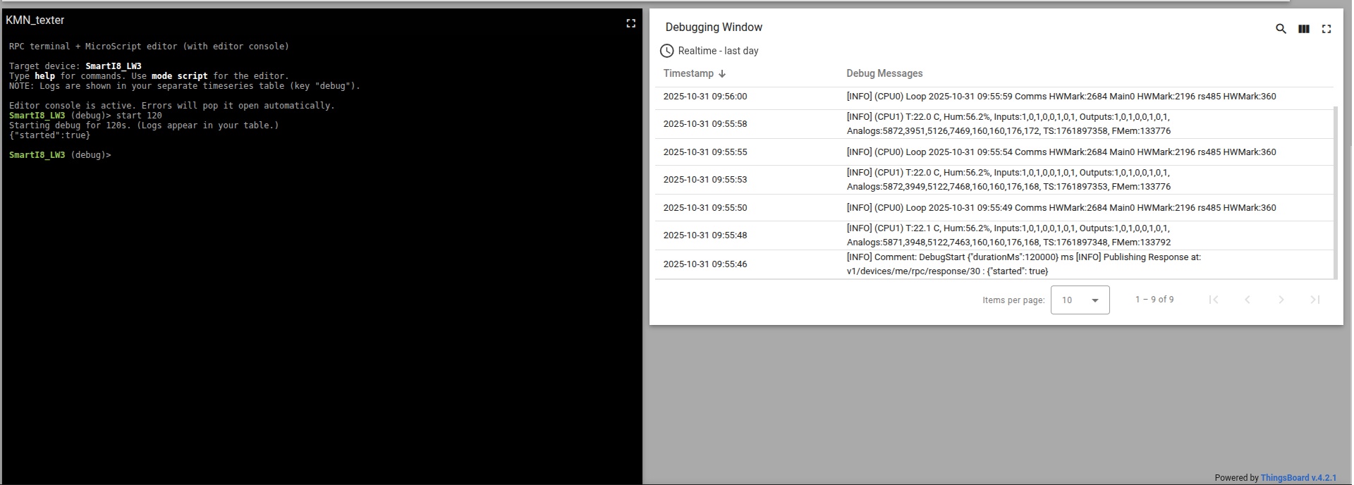 ThingsBoard : Command Terminal and Map View with Debugging Telemetry